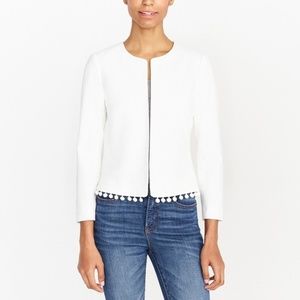 J. Crew Cropped Linen Jacket with Pom-Poms Large NWT